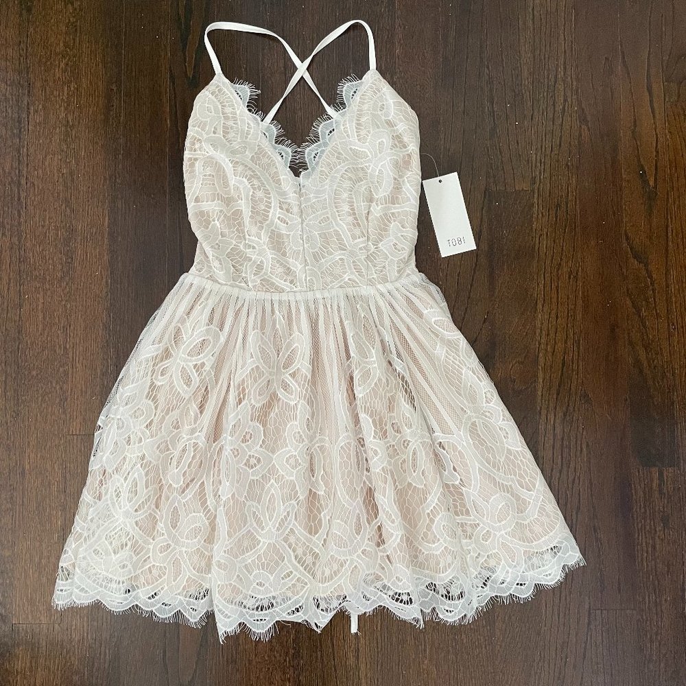 Tobi White Lace Mini Dress